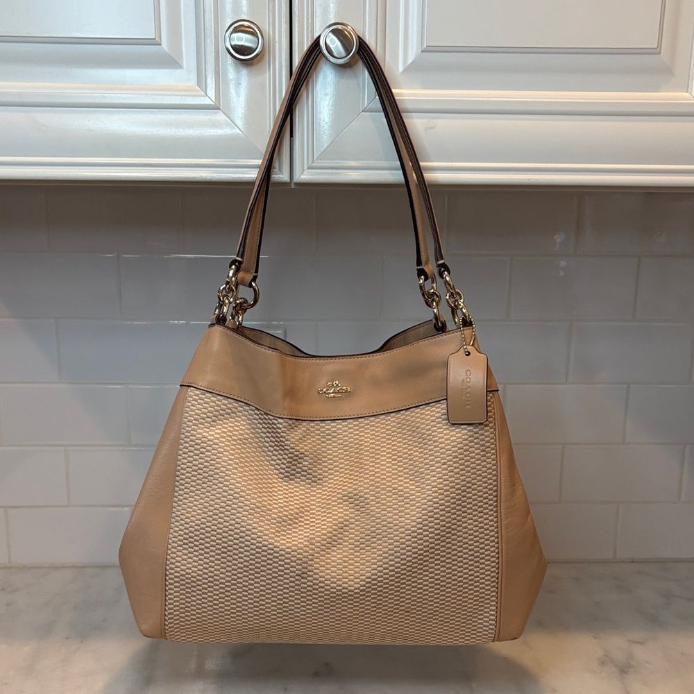 Coach Bag Purse Handbag Lexy Jacquard Canvas & Leather Shoulder Bag